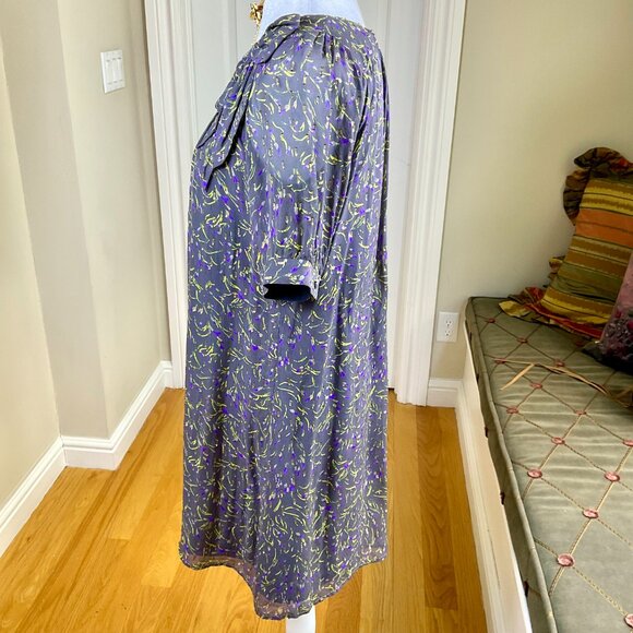 Anthropologie Essential Antwerp Dress Silk Gray Purple Gold Metallic (6/36) - Picture 3 of 8